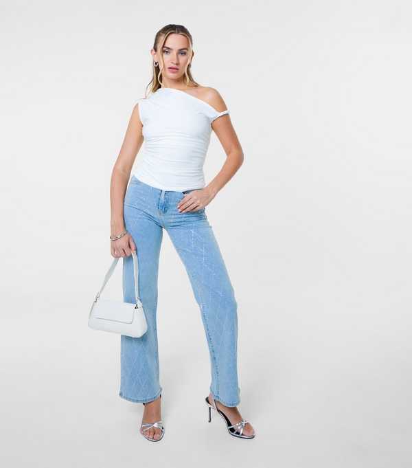 new look Pink Vanilla Blue Diamante Embellished Jeans