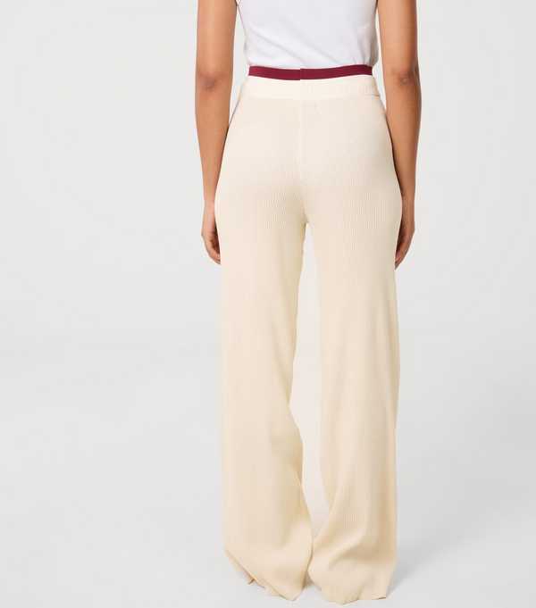 New Look Pink Vanilla Of White Contrast Waistband Wide Leg Joggers