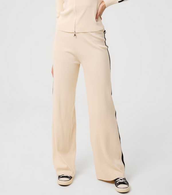 New Look Pink Vanilla Stone Contrast Trim Wide Leg Trousers