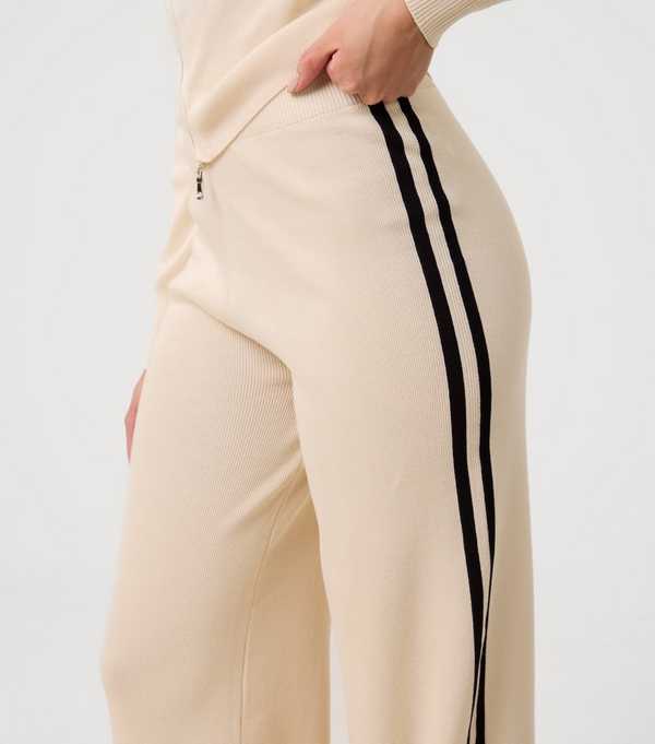 New Look Pink Vanilla Stone Contrast Trim Wide Leg Trousers