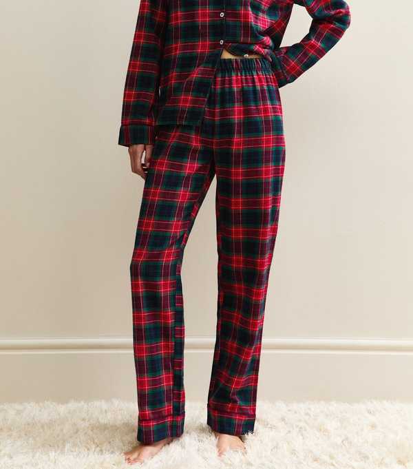 New Look Red Woven Check Pattern Revere Collar Pyjama Set