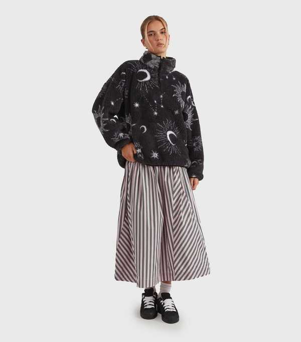 New Look Skinnydip Black Celestial Pattern Fleece Sweatshirt