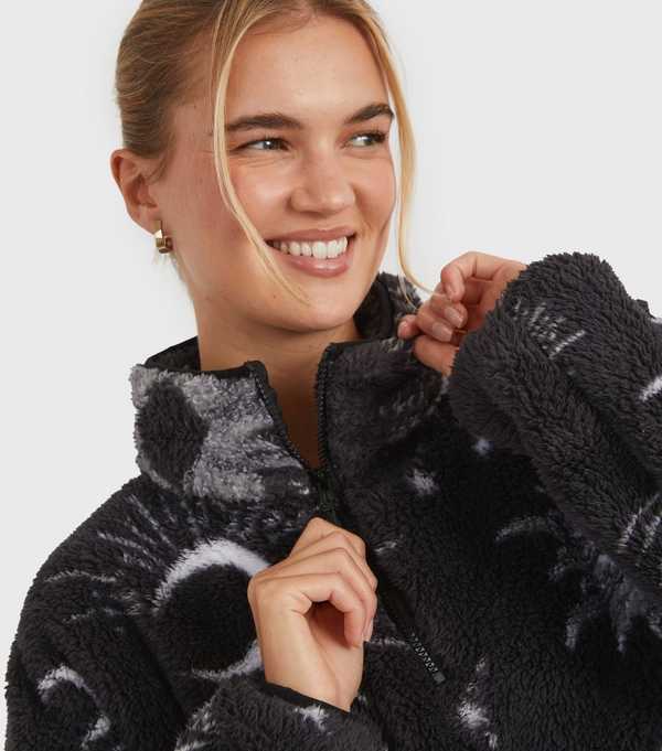 New Look Skinnydip Black Celestial Pattern Fleece Sweatshirt