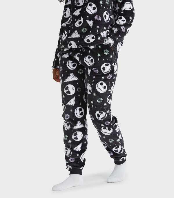New Look Skinnydip Black Jack Skellington Fleece Pyjama Set