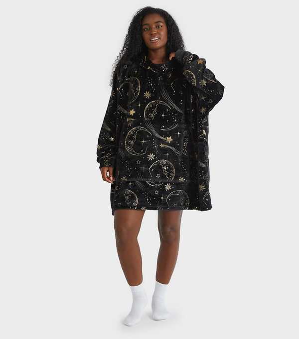 New Look Skinnydip Gold Celestial Pattern Blanket Hoodie