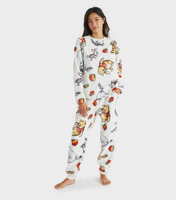 New Look Skinnydip Light Pink Disney Winnie The Pooh Fleece Pyjama Set