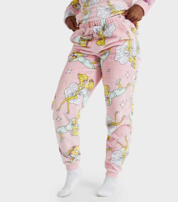 New Look Skinnydip Light Pink The Simpsons Mr Burns Fleece Pyjama Set