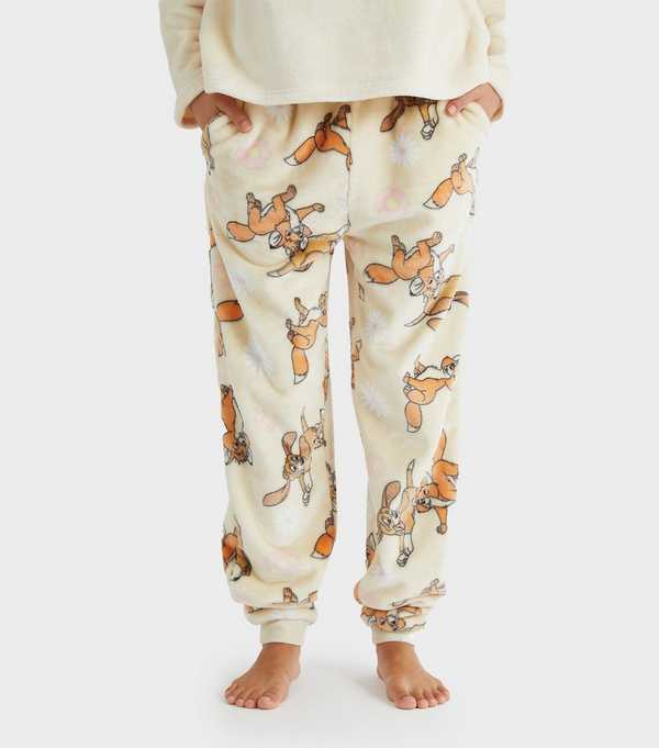 New Look Skinnydip White Disney Fox And The Hound Fleece Pyjama Set