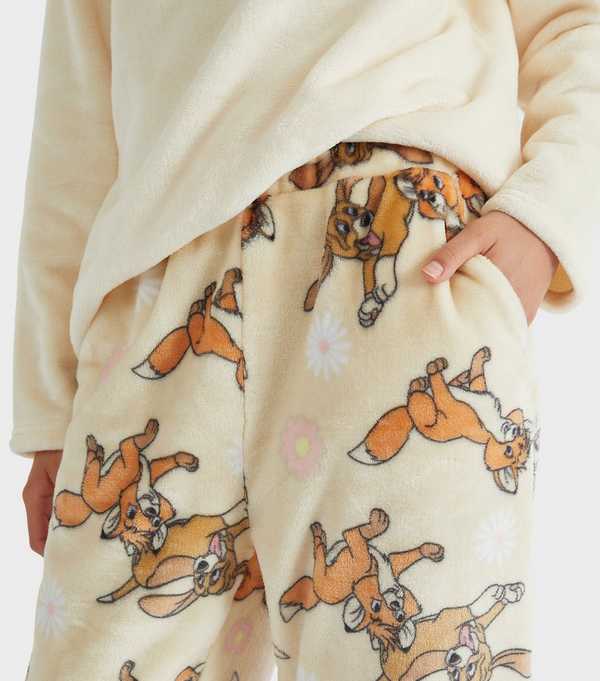 New Look Skinnydip White Disney Fox And The Hound Fleece Pyjama Set