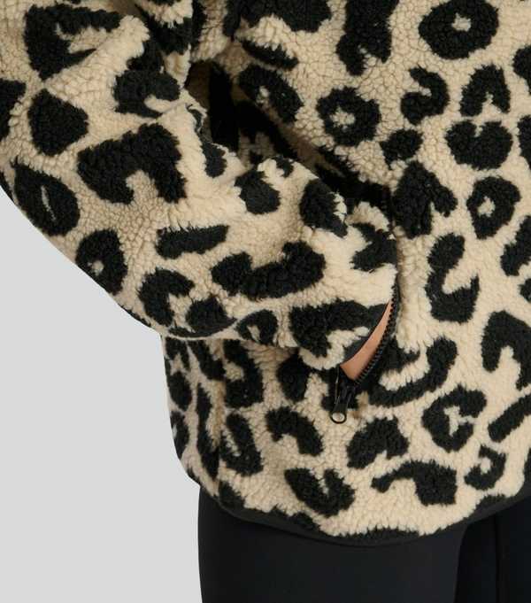 New Look South Beach Brown Leopard Quarter Zip Borg Jacket