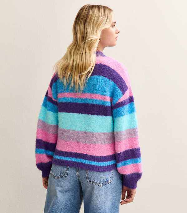 New Look Sunshine Soul Bright Blue Striped Crew Neck Jumper