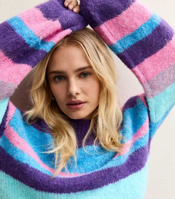 new look Sunshine Soul Bright Blue Striped Crew Neck Jumper