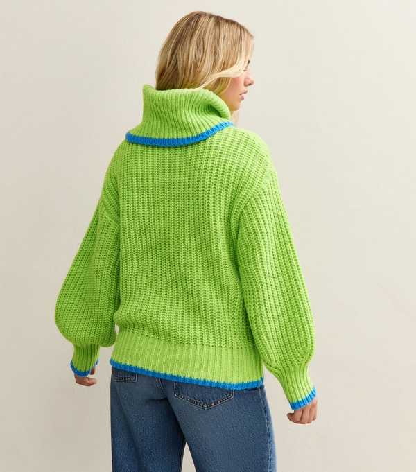 New Look Sunshine Soul Green Chunky Roll Neck Jumper