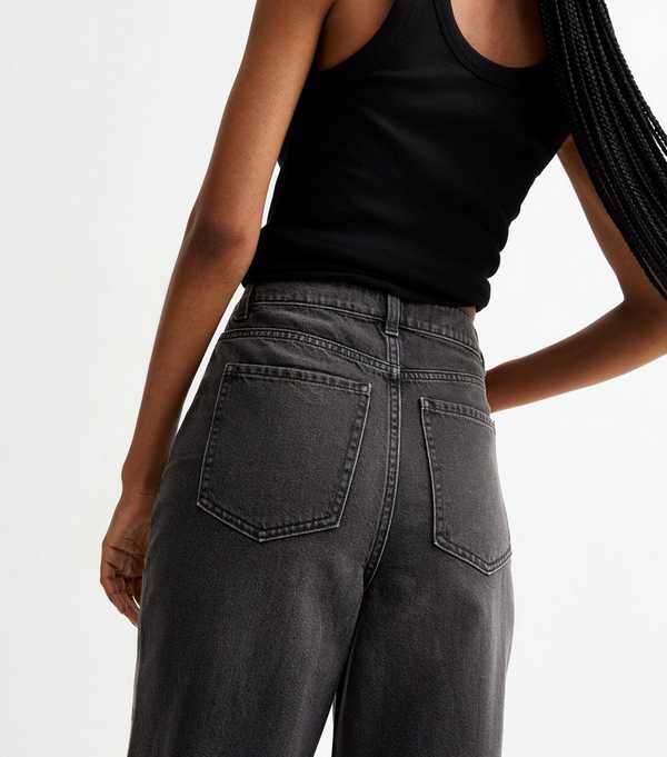 New Look Tall Washed Black High Waist Adalae Wide Leg Jeans