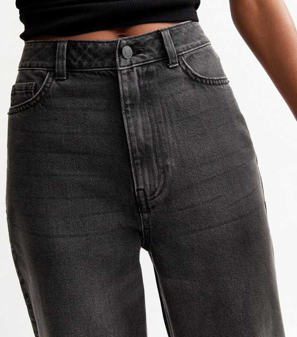 New Look Tall Washed Black High Waist Adalae Wide Leg Jeans