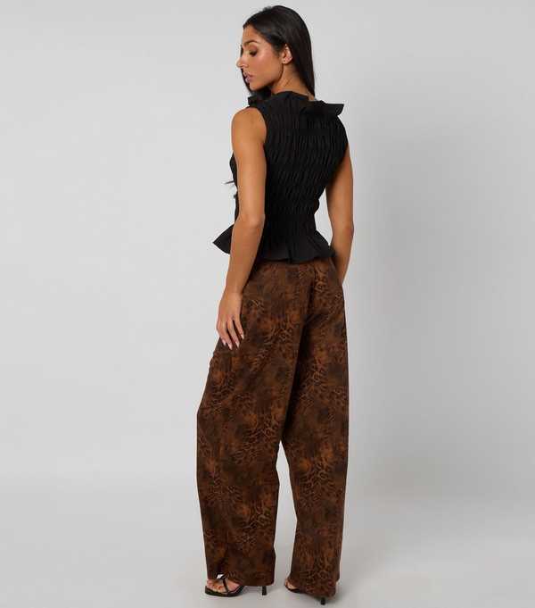 New Look Urban Bliss Brown Faux Suede Animal Print Trousers