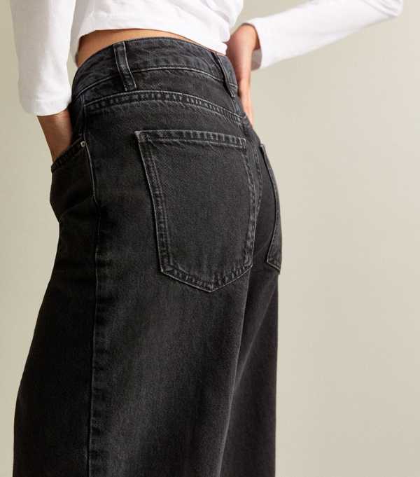 New Look Washed Black Adalae High-Waist Wide Leg Jeans