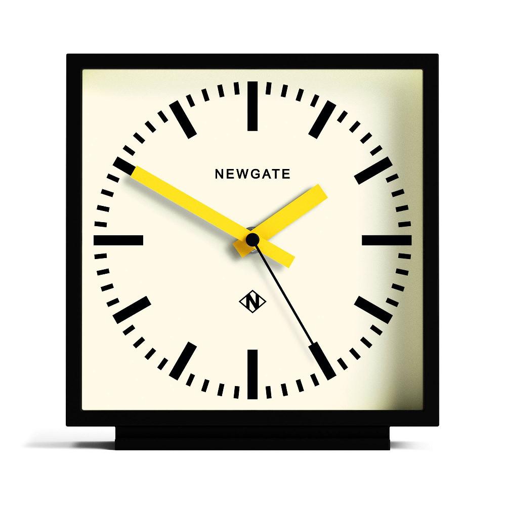 newgate watches Newgate Amp mantel clock in black with yellow hands