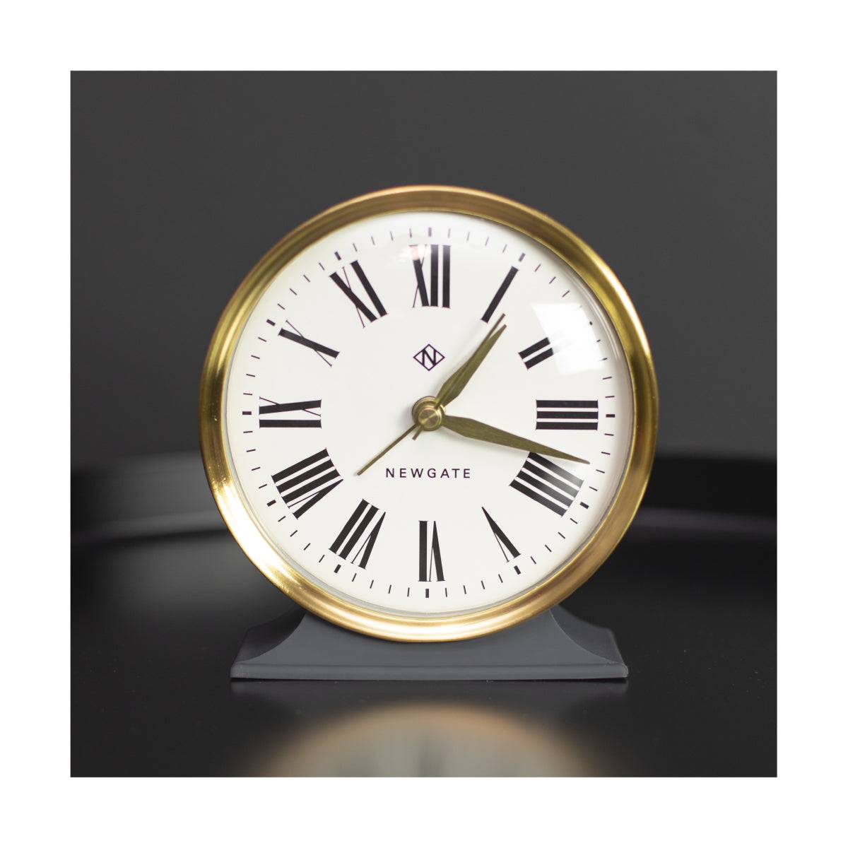 Newgate Watches Newgate Hotel Alarm Clock In Dark Grey And Brass