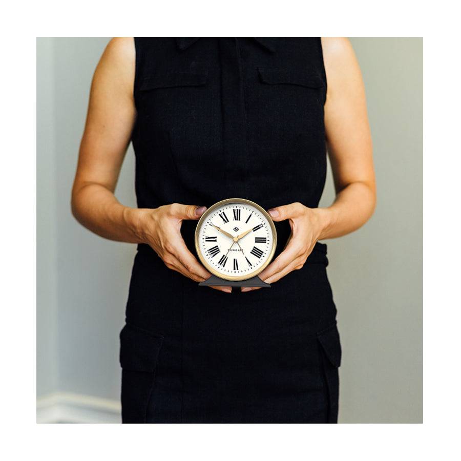 Newgate Watches Newgate Hotel Alarm Clock In Dark Grey And Brass