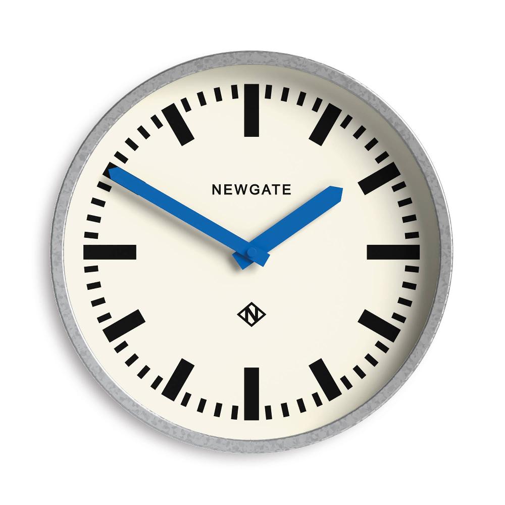 newgate watches Newgate Luggage wall clock in galvanised and blue