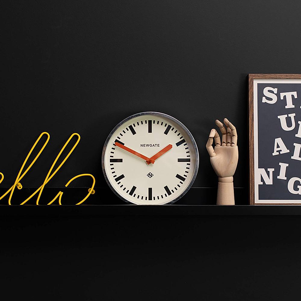 Newgate Watches Newgate Luggage Wall Clock In Galvanised And Orange
