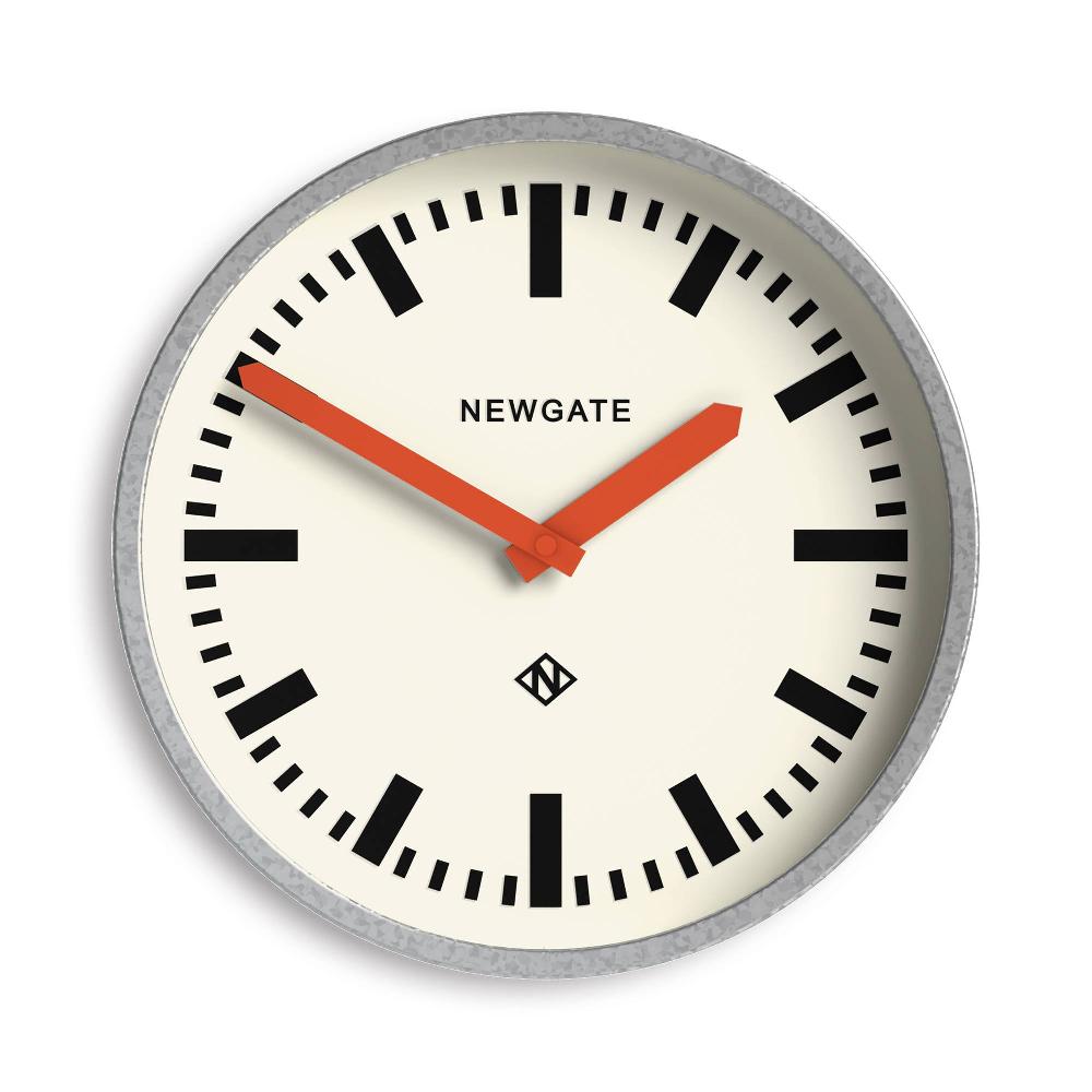 newgate watches Newgate Luggage wall clock in galvanised and orange