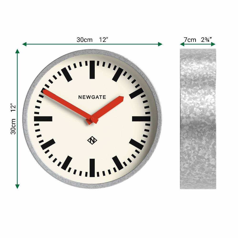 Newgate Watches Newgate Luggage Wall Clock In Galvanised And Red