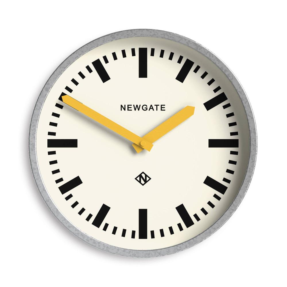 newgate watches Newgate Luggage wall clock in galvanised and yellow