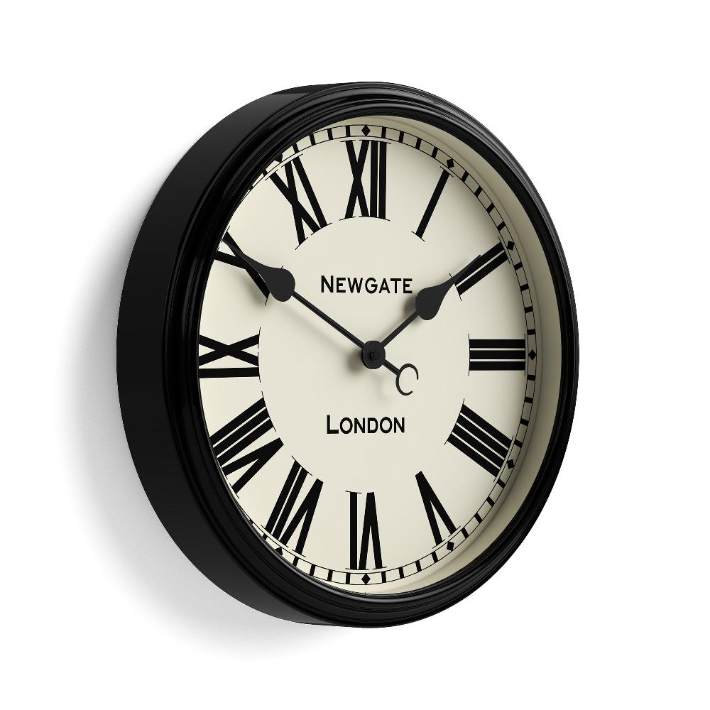 Newgate Watches Newgate Spitalfields Wall Clock In Gloss Black