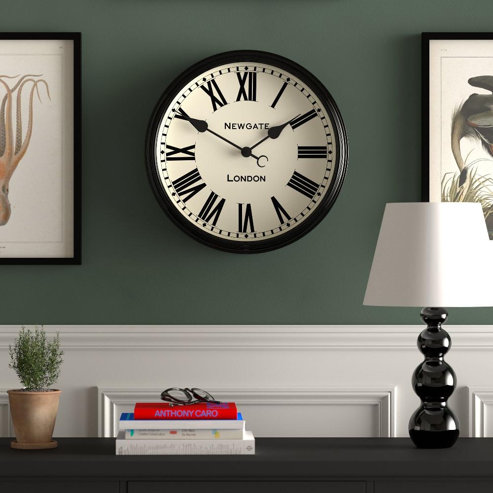 Newgate Watches Newgate Spitalfields Wall Clock In Gloss Black