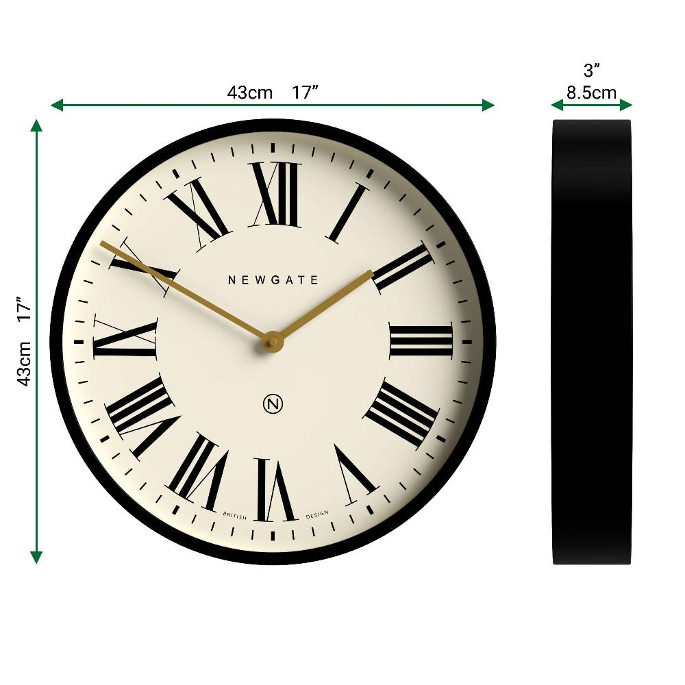 Newgate Watches Newgate Universal Roman Wall Clock In Black