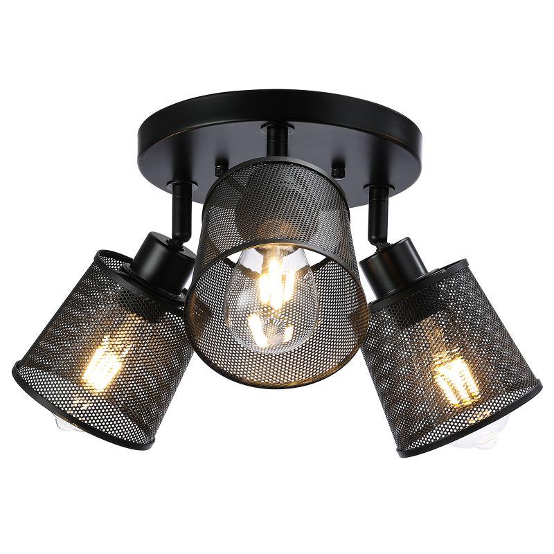 Newrays 3-Light Industrial Iron Metal Mesh Ceiling Light