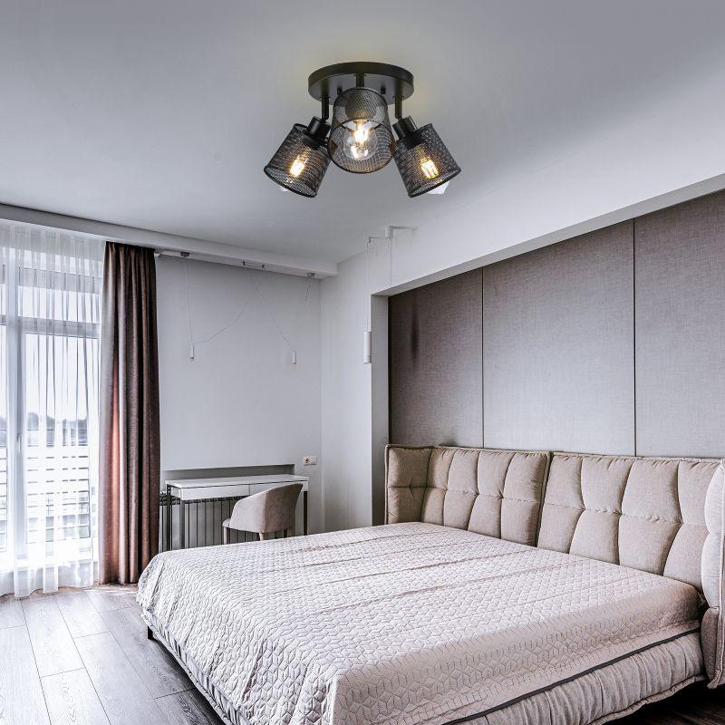 Newrays 3-Light Industrial Iron Metal Mesh Ceiling Light