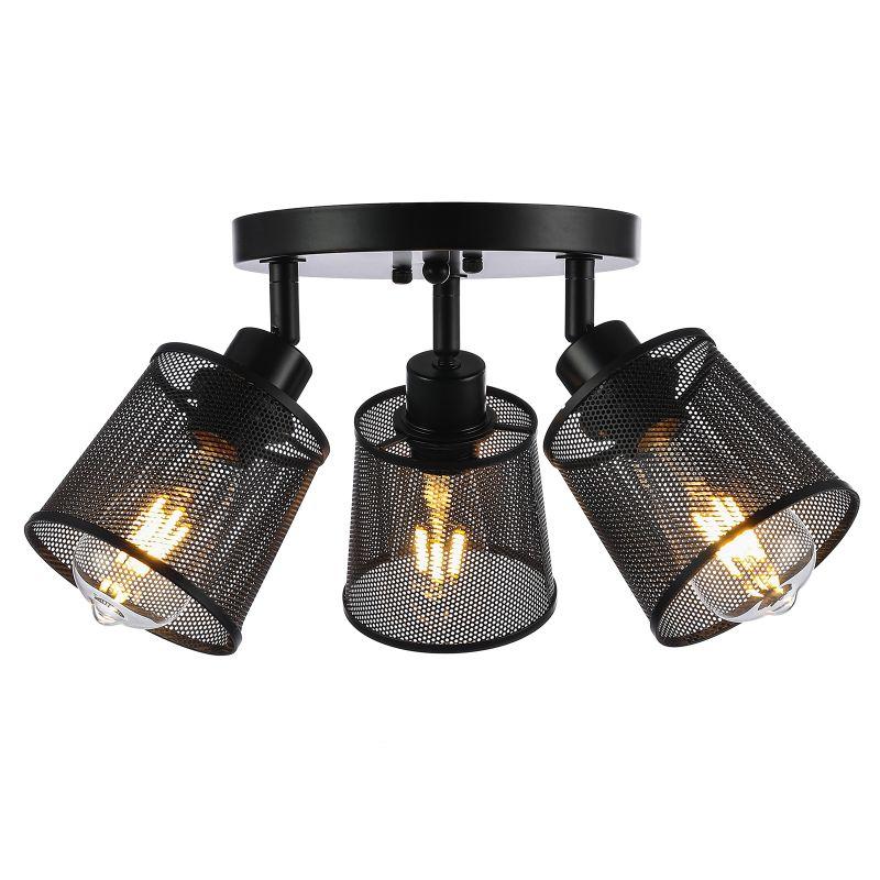 newrays 3-Light Industrial Iron Metal Mesh Ceiling Light
