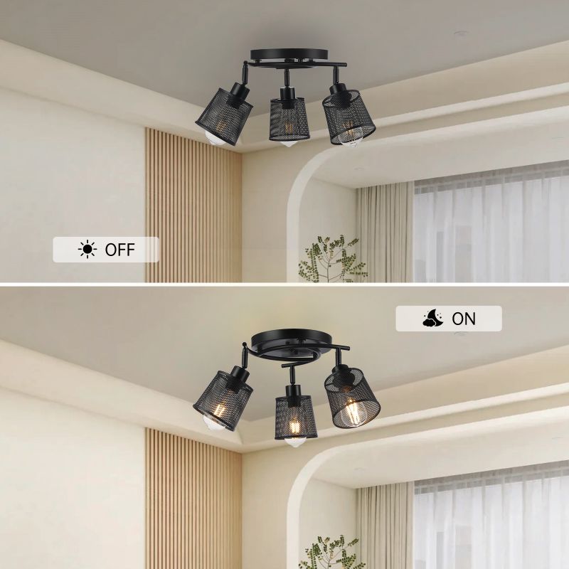 Newrays 3-Light Industrial Metal Mesh Ceiling Light