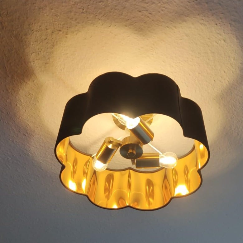 Newrays 3-Lights Black Fabric Shade Semi Flush Mount Ceiling Light Fixture