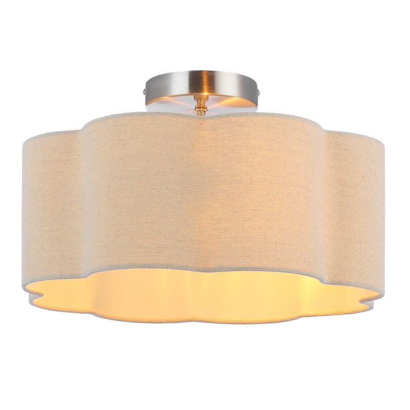 newrays 3-Lights Linen Fabric Shade Semi Flush Mount Ceiling Light Fixture
