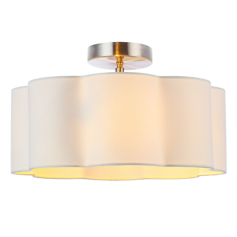 newrays 3-Lights White Fabric Shade Semi Flush Mount Ceiling Light Fixture