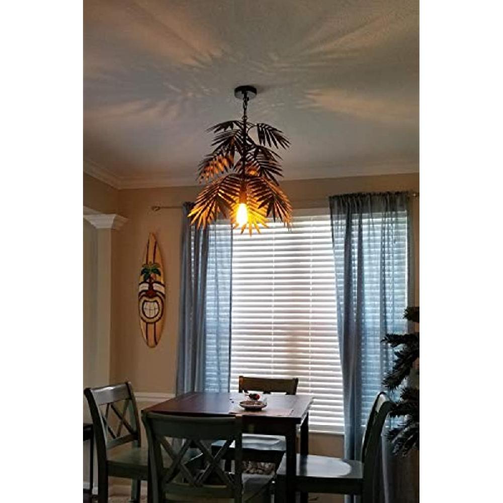 Newrays Adjustable Tropical Coconut Leaves Chandelier Unique Rustic Tree Lamps