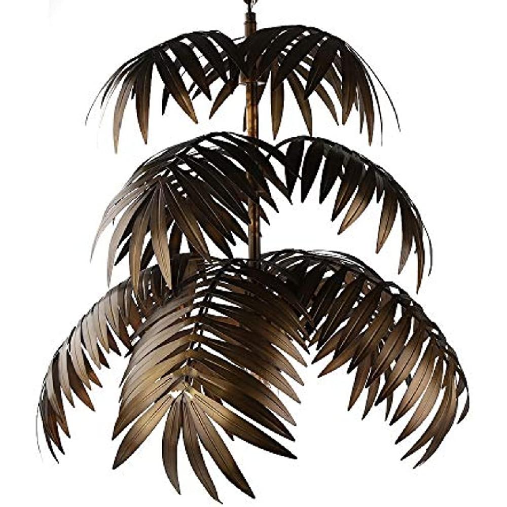 newrays Adjustable Tropical Coconut Leaves Chandelier Unique Rustic Tree Lamps
