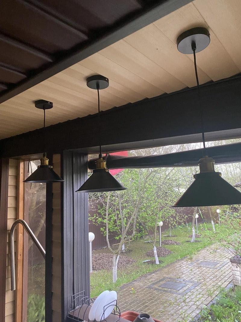 Newrays Industrial Retro Black Iron Pendant Light 2 Pack