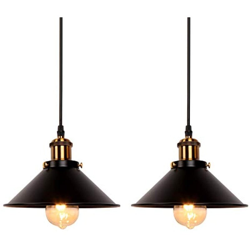 newrays Industrial Retro Black Iron Pendant Light 2 Pack