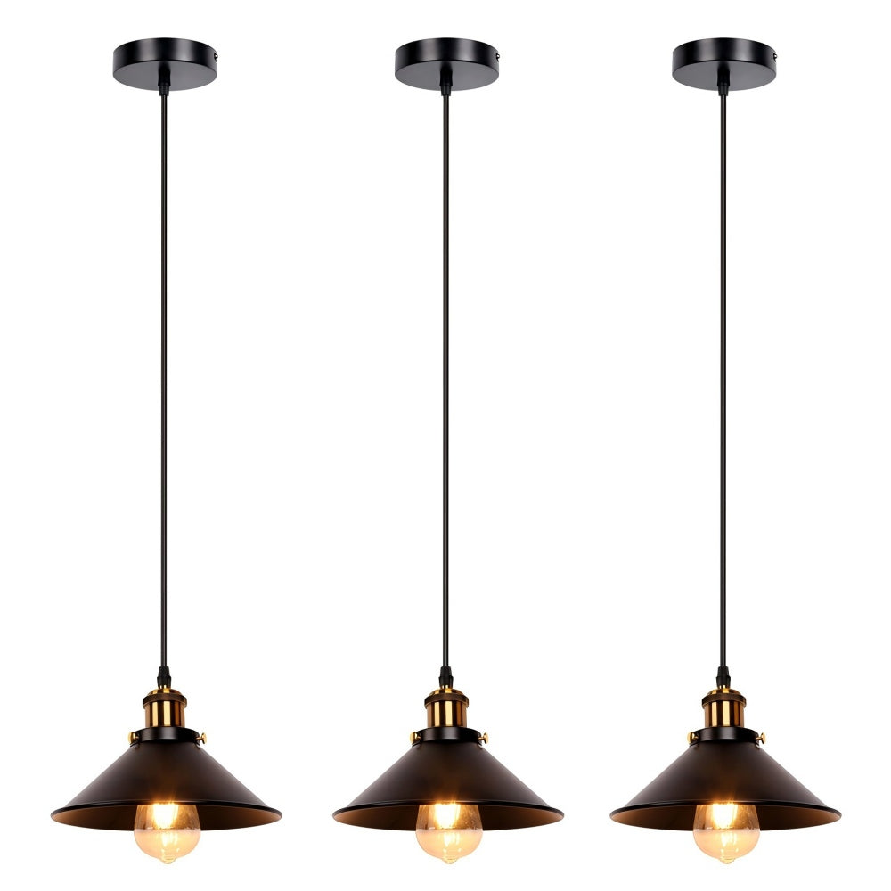 newrays Newrays 3 Pack Industrial Black Pendant Light