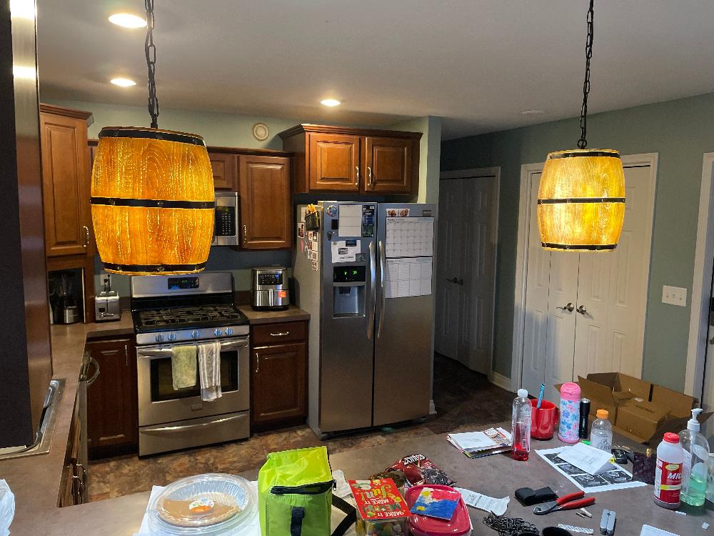 Newrays Newrays Antique Artificial Resin Wine Barrel Pendant Lamp