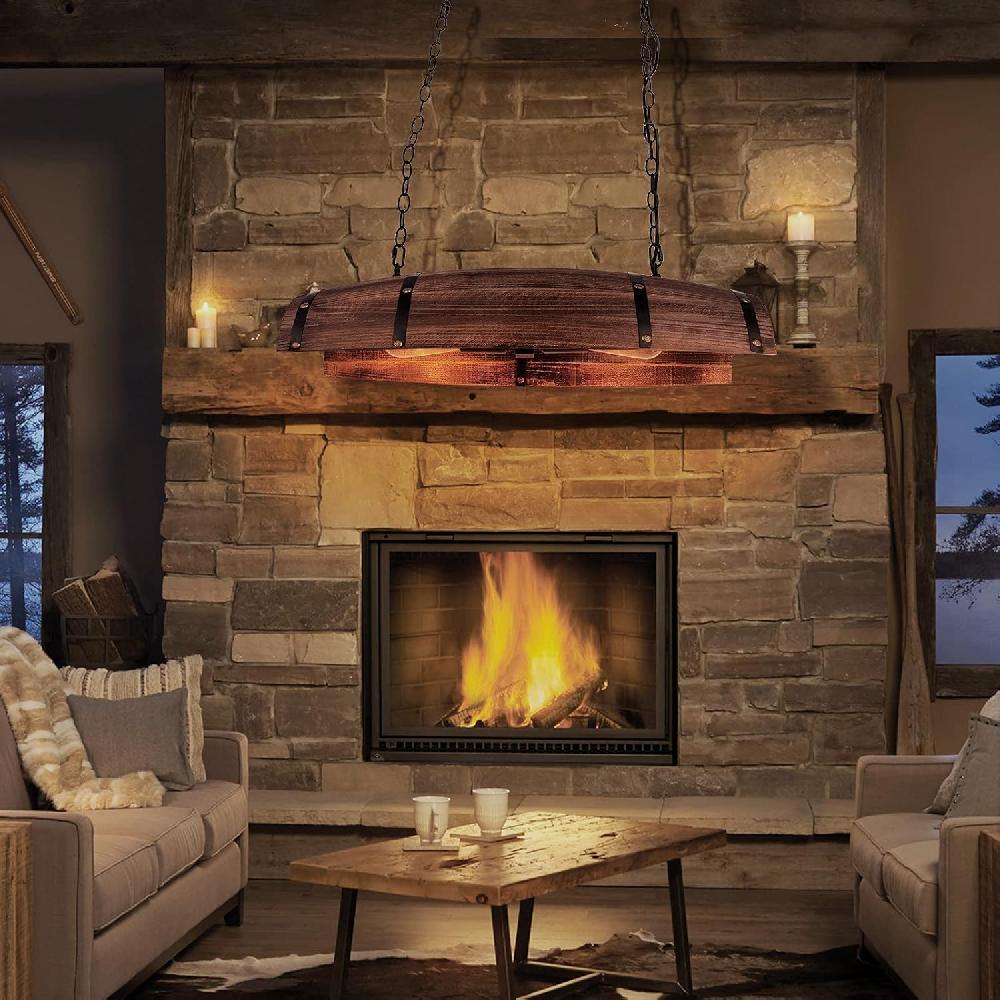 Newrays Newrays Antique Wood Wine Barrel Pendant Lights For Kitchen Bar