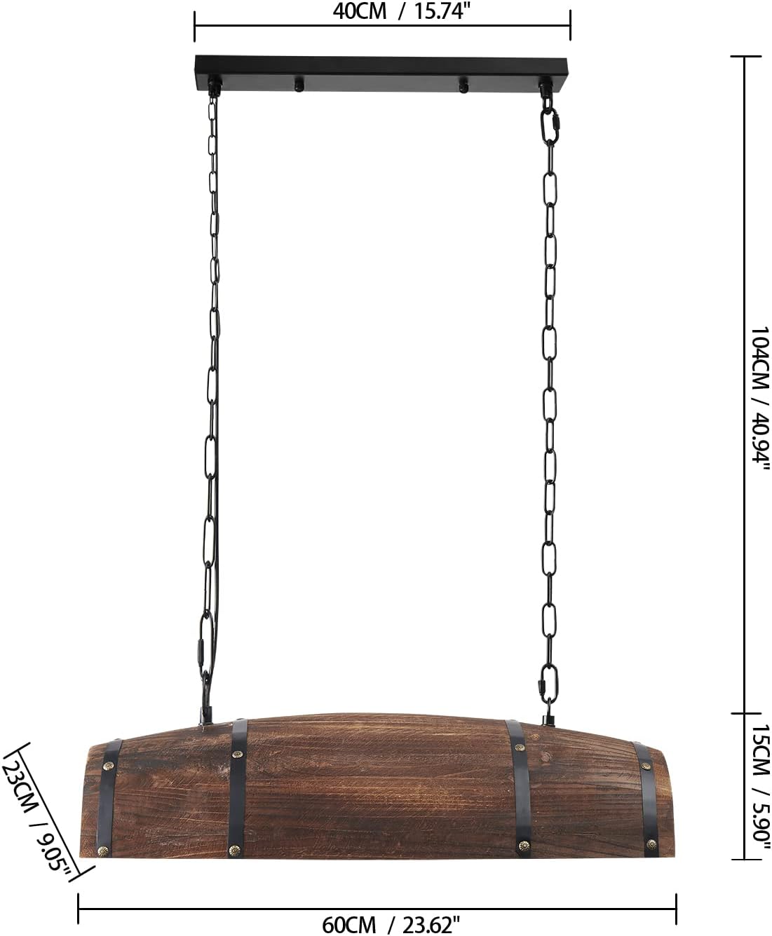 Newrays Newrays Antique Wood Wine Barrel Pendant Lights For Kitchen Bar