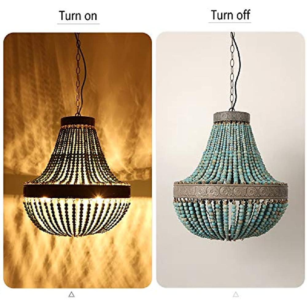 Newrays Newrays Blue Wood Bead Chandelier Pendant Lights