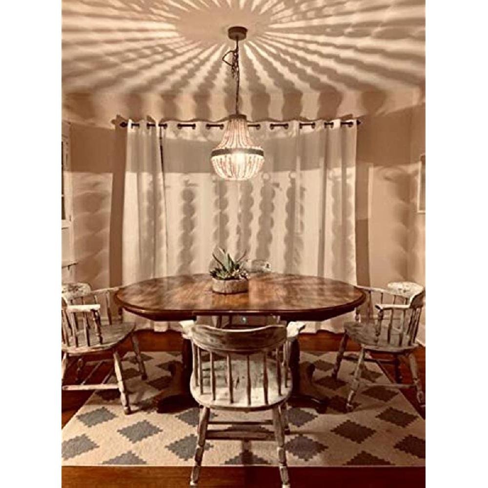 Newrays Newrays Bohemian Boho Beachy Wood Bead Pendant Light Fixtures Plug In