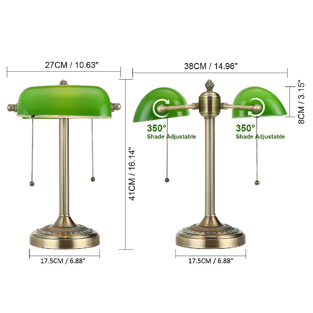 Newrays Newrays Green Glass Banker Lamp Double Shade